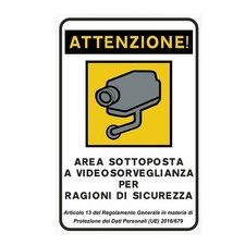1 ADESIVO TARGA CARTELLO NEGOZIO ART. 13 AREA VIDEOSORVEGLIANZA VIDEOCAMERA np