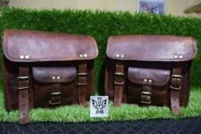 2 borse laterali da viaggio in vera pelle marrone vintage per moto