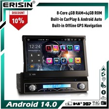1 Din 8-Core 64GB Android 14 DVD Autoradio GPS Navi DAB+Radio CarPlay BT5.0 Wifi