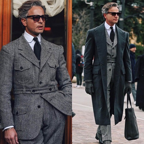 Abito uomo grigio misto - abito,
