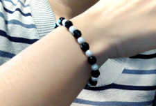 Bracciale Perle 6mm SQUADRA del Cuore CALCIO braccialetto ELASTICO da uomo donna