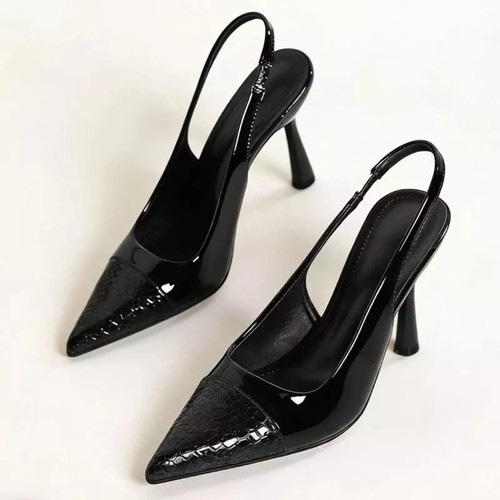 Decolte nero lucido - lucido, tacco