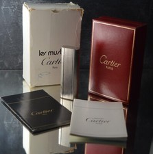 ORIGINAL VINTAGE CARTIER PARIS GAS SILVER PLATED LIGHTER BRIQUET FULL SET RARE
