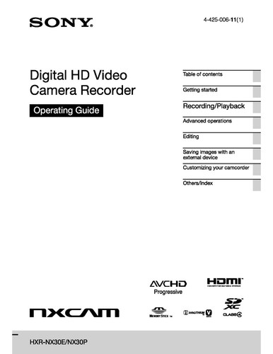 Sony hxr nx30e - sony, stampata