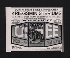 BERLINO-SCHÖNEBERG, pubblicità 1914, istituto ottico Oigee binocoli militari 