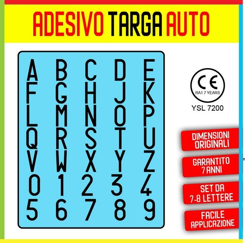 Lettere adesive numeri targa - adesive,