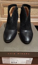 Stivaletti Chie Mihara 'Elgi' neri stampa struzzo pelle/camoscio con cerniera UK 6/39