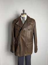 Ermenegildo Zegna Giacca Giubbotto Trench Vera Pelle Morbida Marrone vintage XXL