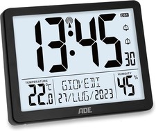 ADE Orologio digitale radiocontrollato con cifre molto grandi | Nero 