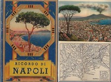NAPOLI RICORDO 34 VEDUTE COLORI ANNI 1940 VESUVIO