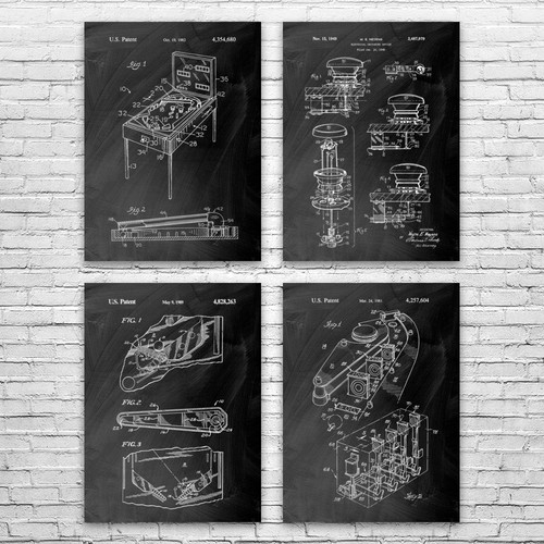 Pinball patent wall art - pinball,