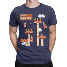 T-SHIRT MAGLIETTA UOMO MEN ESTATE SUPER MARIO BROS 8 BIT RETRO GAMING CASUAL