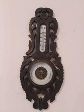 Antico barometro termometro In  legno scolpito 