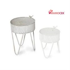 PORTAPIANTE Piedistallo portavaso fioriera alzata ferro grigio h41 uccellino ...