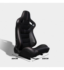 Coppia Sedili sportivi avvolgenti auto pelle nera carbon look N735 Recaro Replic