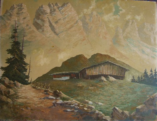 Vecchio dipinto olio - a,
