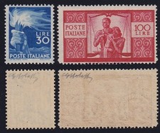 Italia 1945 Democratica i 2 alti valori L.100 L.30 nuovi MNH** g. i. firmati