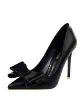 decolte scarpe donna eleganti nero tacco 10.5 stiletto pelle sintetica 1739