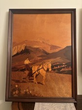 Quadro intarsiato paesaggio -