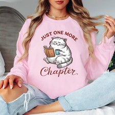 Maglione donna felpa Just One More Chapter Cat Reading Book