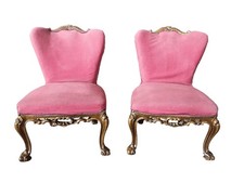 COPPIA POLTRONE LACCATE IN ORO INTEGRE E ORIGINALI DI EPOCA XIX SECOLO