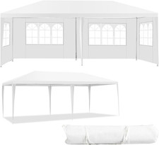 Gazebo Pieghevole 3 X 6 M, Tenda Impermeabile Con Pareti Laterali E Finestre, Te