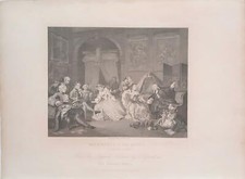 Old print stampa antica Matrimonio a la mode risveglio della contessa Marriage a