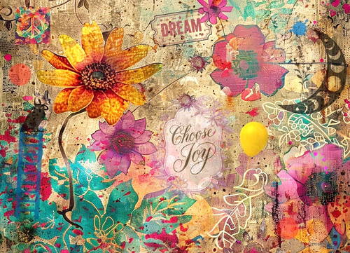 Stampa collage floreale