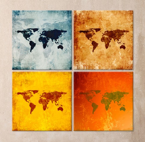Mappamondo tela bild set xxl - tela, bild-set