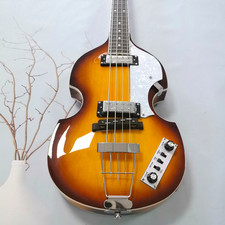 Hofner Beatle Style Violino Forma Sunburst 4 Corde Basso Elettrico Pickup HH