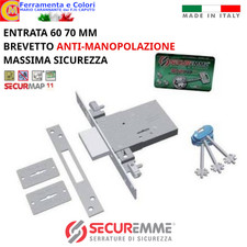 Serratura Sicurezza Infilare Per FERRO Cancelli Triplice SECUREMME Entrata 60 70