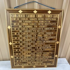 Targa rustica vintage bambini imparano cosa vivono insegna da parete grande 22” x 18”