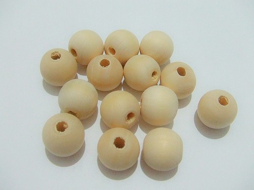 15pz perline legno naturale - 15pz,