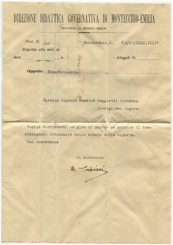 Montecchio emilia lettera - montecchio,