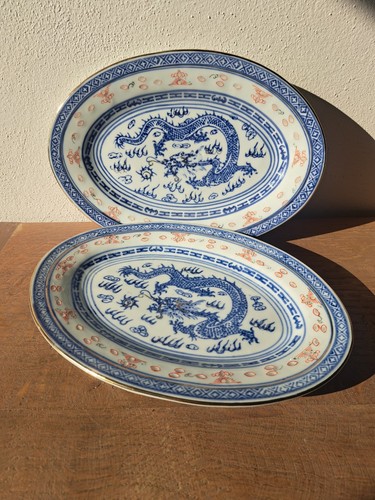 Coppia piatti porcellana ovali - coppia,