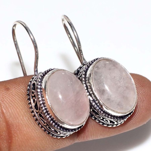 Orecchini quarzo rosa vintage - rosa,