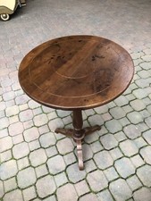 Tavolo Rotondo Intarsiato Antico In Noce metà XIX secolo Tavolino