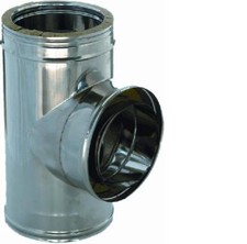 TUBO A Tee CANNA FUMARIA  DOPPIA PARETE COIBENTATO ACCIAIO INOX PER CAMINI 