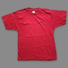 Nike Swoosh mini logo Vintage 90s t shirt white size S Red
