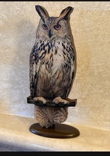 Gufo Reale - stampa su legno con bordo dipinto a mano