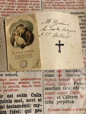 RARA ANTICA RELIQUIA SACRA: Sant'Antonio da Padova con foto e dedica e croce!
