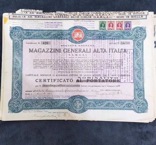 Certificato azionario - certificato,
