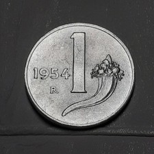 1954 1 LIRA CORNUCOPIA E BILANCIA REPUBBLICA ITALIANA FIOR DI CONIO