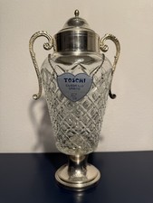 Vaso Toschi ciliegie Anni 60/70 50 Perfetto In Vetro Molato E Metallo Silver
