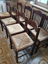 2 Sedie in legno marrone vintage impagliate, ottime condizioni. salotto Cucina