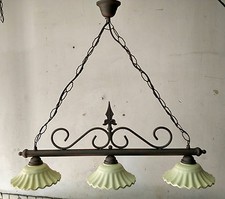 Lampadario bilanciere stile rustico moderno in ferro battuto e terracotta
