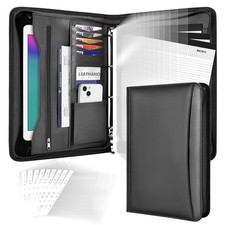 Leathario Cartella Portadocumenti A4 con 10 Fogli Trasparenti 3 Blocchi per