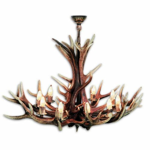 Lampadario con vere corna - , di