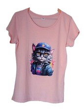 T-shirt Donna Rosa Taglia M Con Gatto 