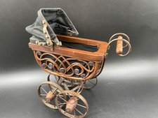 Carrozzina vecchia Per Le Bambole in ferro legno stoffa fatta a mano
